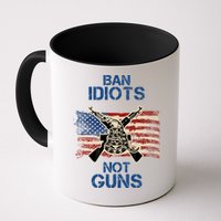Ban Guns Not Idiots Pro American Gun Rights Flag Mug