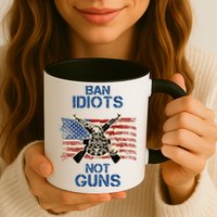 Ban Guns Not Idiots Pro American Gun Rights Flag Mug