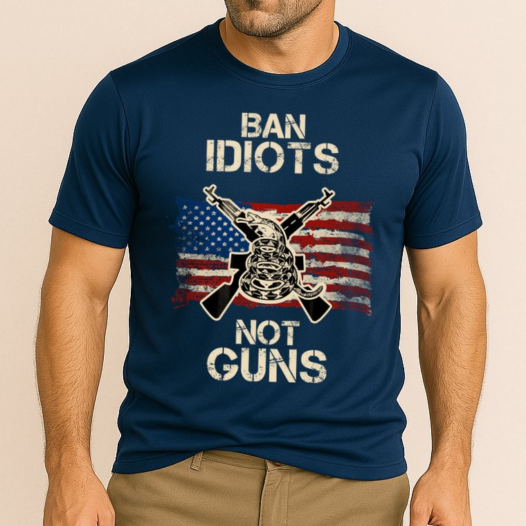 Ban Guns Not Idiots Pro American Gun Rights Flag Cooling Performance Crew T-Shirt