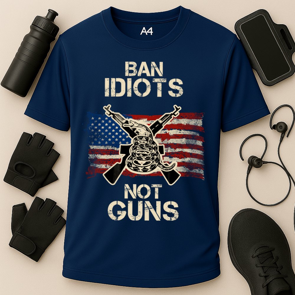 Ban Guns Not Idiots Pro American Gun Rights Flag Cooling Performance Crew T-Shirt
