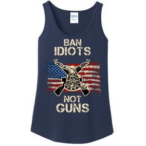 Ban Guns Not Idiots Pro American Gun Rights Flag Ladies Essential Tank