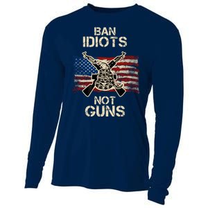 Ban Guns Not Idiots Pro American Gun Rights Flag Cooling Performance Long Sleeve Crew