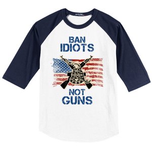 Ban Guns Not Idiots Pro American Gun Rights Flag Baseball Sleeve Shirt