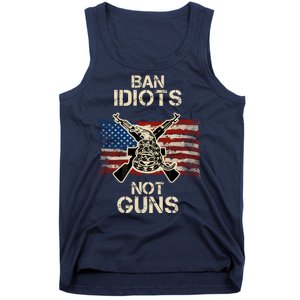 Ban Guns Not Idiots Pro American Gun Rights Flag Tank Top