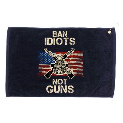 Ban Guns Not Idiots Pro American Gun Rights Flag Grommeted Golf Towel