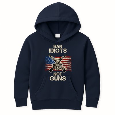 Ban Guns Not Idiots Pro American Gun Rights Flag Kids Hoodie