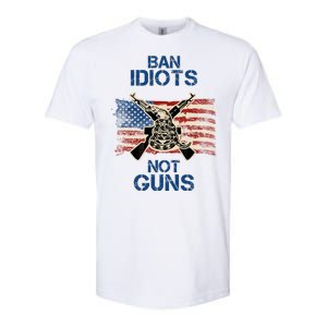 Ban Guns Not Idiots Pro American Gun Rights Flag Softstyle CVC T-Shirt