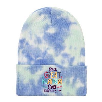 Best Great Nana Ever Cute Arrow Family Blessing Gift Tie Dye 12in Knit Beanie