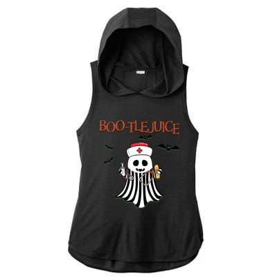 Bootlejuice Ghost Nurse Halloween Ladies PosiCharge Tri-Blend Wicking Draft Hoodie Tank