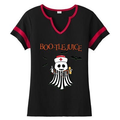 Bootlejuice Ghost Nurse Halloween Ladies Halftime Notch Neck Tee