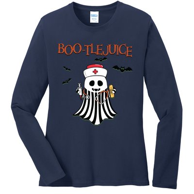 Bootlejuice Ghost Nurse Halloween Ladies Long Sleeve Shirt