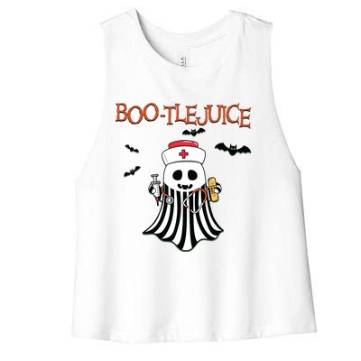 Bootlejuice Ghost Nurse Halloween Women's Racerback Cropped Tank