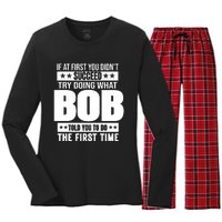 Bob Gift Name Personalized Birthday Funny Gift Women's Long Sleeve Flannel Pajama Set 