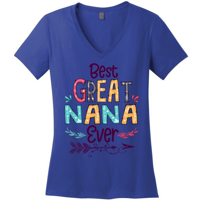 Best Great Nana Ever Cute Arrow Family Blessing Great Gift Women's V-Neck T-Shirt