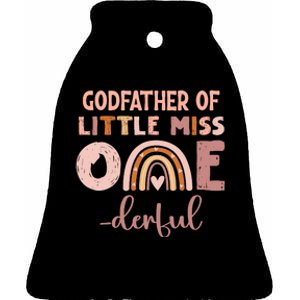 Boho Godfather Of Miss Onederful 1st Birthday Girl Cute Ceramic Bell Ornament