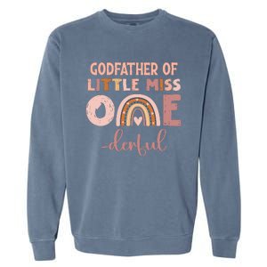 Boho Godfather Of Miss Onederful 1st Birthday Girl Cute Garment-Dyed Sweatshirt