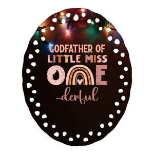 Boho Godfather Of Miss Onederful 1st Birthday Girl Cute Ceramic Oval Ornament