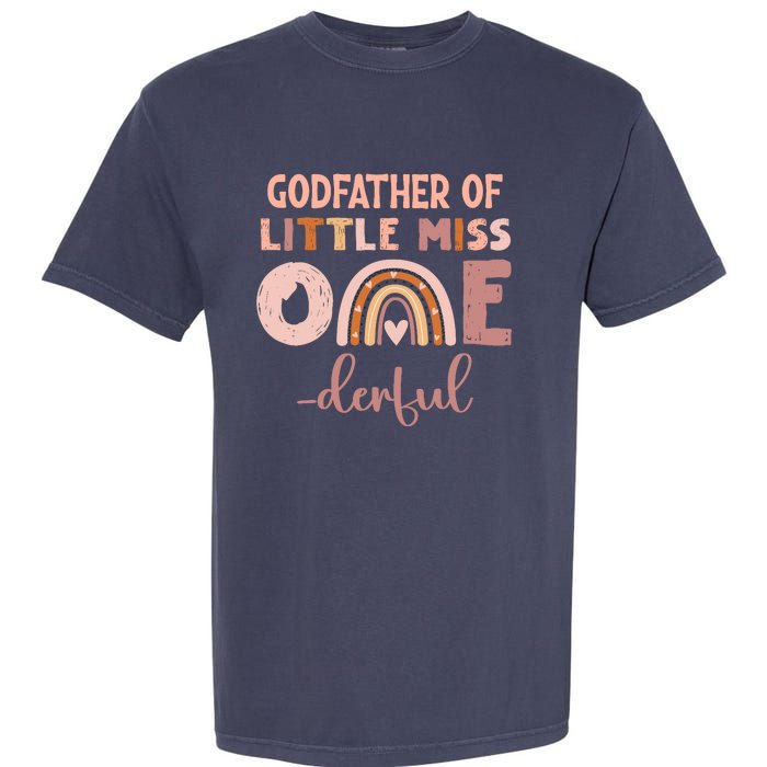 Boho Godfather Of Miss Onederful 1st Birthday Girl Cute Garment-Dyed Heavyweight T-Shirt