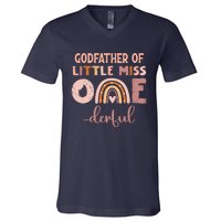 Boho Godfather Of Miss Onederful 1st Birthday Girl Cute V-Neck T-Shirt