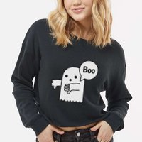 Boo Ghost Of Disapproval Cropped Pullover Crew