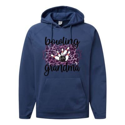 Bowling Grandma Of A Bowler Grandmother Meaningful Gift Performance Fleece Hoodie