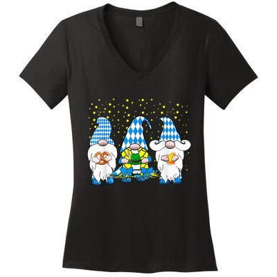 Bavarian Gnomes Octoberfest German Oktoberfest Women's V-Neck T-Shirt