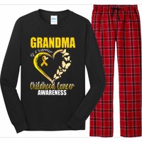 Butterfly Grandma Of A Warrior Childhood Cancer Awareness Long Sleeve Pajama Set