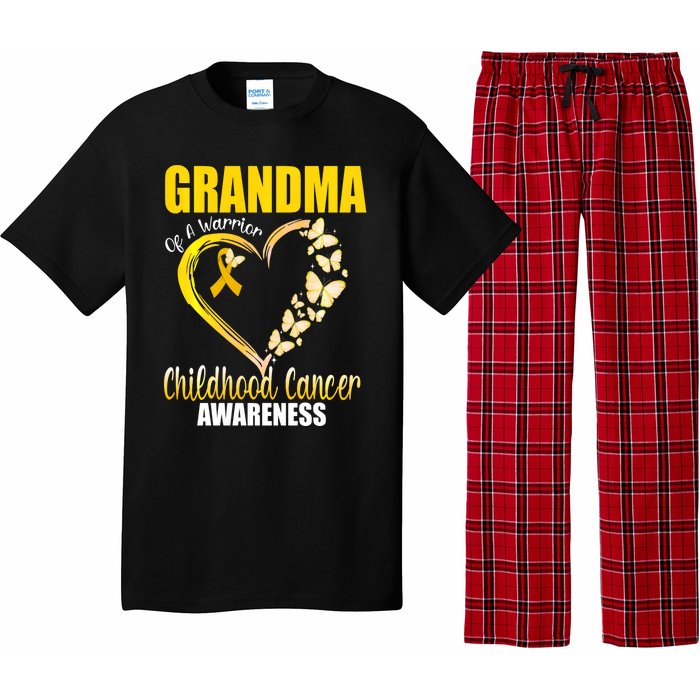 Butterfly Grandma Of A Warrior Childhood Cancer Awareness Pajama Set