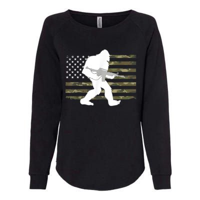 Bigfoot Gun Owner Camo Us American Flag Sasquatch Ar15 Rifle Womens California Wash Sweatshirt