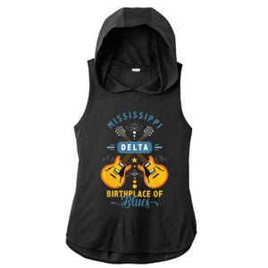 Blues Guitarist Or Rock Music Or Mississippi Delta Blues Ladies PosiCharge Tri-Blend Wicking Draft Hoodie Tank