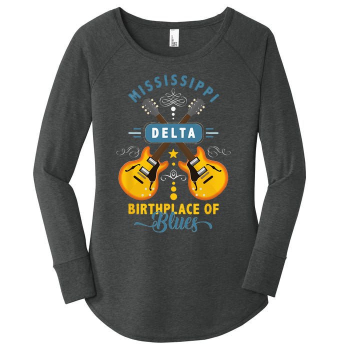 Blues Guitarist Or Rock Music Or Mississippi Delta Blues Women's Perfect Tri Tunic Long Sleeve Shirt