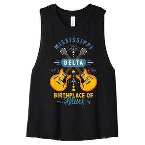 Blues Guitarist Or Rock Music Or Mississippi Delta Blues Women's Racerback Cropped Tank