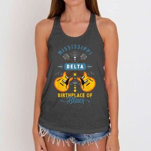 Blues Guitarist Or Rock Music Or Mississippi Delta Blues Women's Knotted Racerback Tank