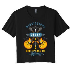 Blues Guitarist Or Rock Music Or Mississippi Delta Blues Women's Crop Top Tee