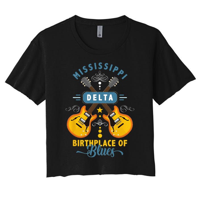 Blues Guitarist Or Rock Music Or Mississippi Delta Blues Women's Crop Top Tee