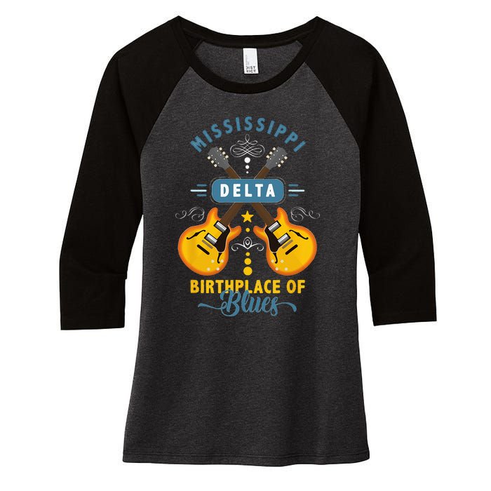 Blues Guitarist Or Rock Music Or Mississippi Delta Blues Women's Tri-Blend 3/4-Sleeve Raglan Shirt