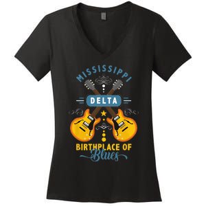 Blues Guitarist Or Rock Music Or Mississippi Delta Blues Women's V-Neck T-Shirt