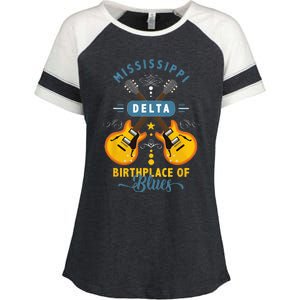 Blues Guitarist Or Rock Music Or Mississippi Delta Blues Enza Ladies Jersey Colorblock Tee