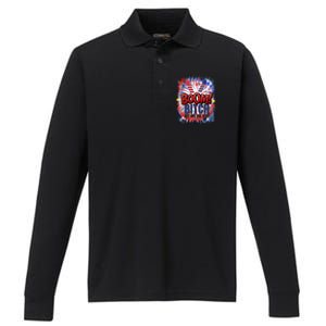 Bitch Get Out The Way Boom Firework 4th Of July Gift Performance Long Sleeve Polo