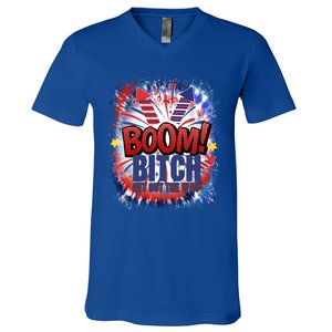 Bitch Get Out The Way Boom Firework 4th Of July Gift V-Neck T-Shirt