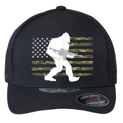 Bigfoot Gun Owner Camo Us American Flag Sasquatch Ar15 Rifle Flexfit Unipanel Trucker Cap