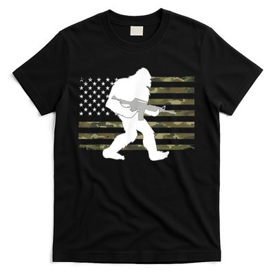 Bigfoot Gun Owner Camo Us American Flag Sasquatch Ar15 Rifle T-Shirt
