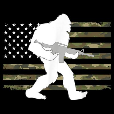 Bigfoot Gun Owner Camo Us American Flag Sasquatch Ar15 Rifle T-Shirt