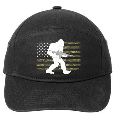 Bigfoot Gun Owner Camo Us American Flag Sasquatch Ar15 Rifle 7-Panel Snapback Hat