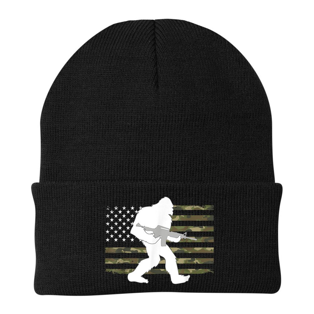 Bigfoot Gun Owner Camo Us American Flag Sasquatch Ar15 Rifle Beanie