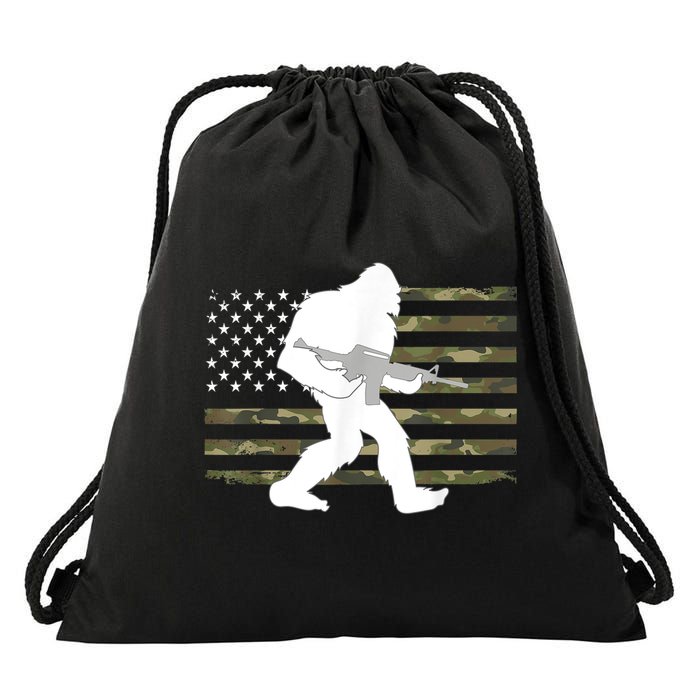 Bigfoot Gun Owner Camo Us American Flag Sasquatch Ar15 Rifle Drawstring Bag