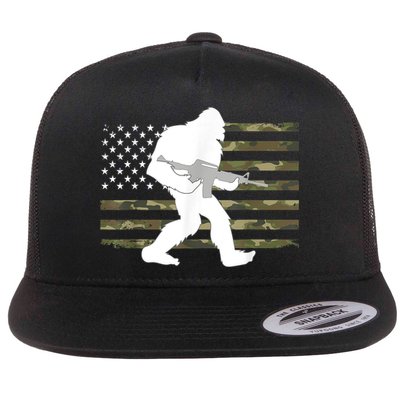 Bigfoot Gun Owner Camo Us American Flag Sasquatch Ar15 Rifle Flatbill Hat