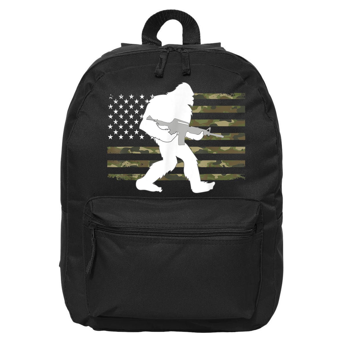 Bigfoot Gun Owner Camo Us American Flag Sasquatch Ar15 Rifle 16 in Basic Backpack
