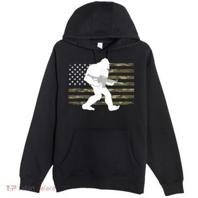 Bigfoot Gun Owner Camo Us American Flag Sasquatch Ar15 Rifle Premium Pullover Hoodie