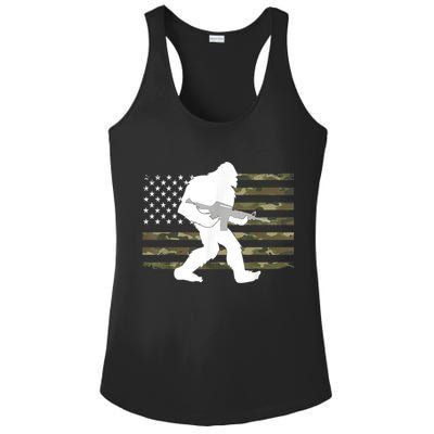 Bigfoot Gun Owner Camo Us American Flag Sasquatch Ar15 Rifle Ladies PosiCharge Competitor Racerback Tank